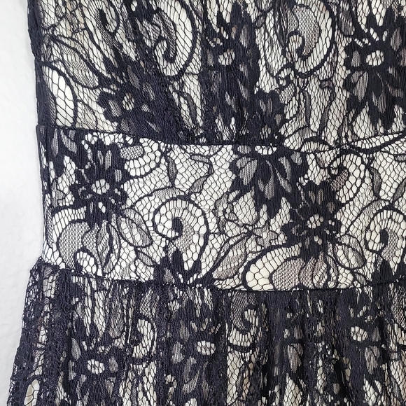 Y2K B Darlin Lace Fit & Flare Dress Size XS/S/0/2 Black Padded Cocktail - Picture 4 of 13